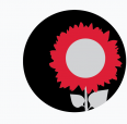 Faculty Fellows logo of red sunflower on a black background