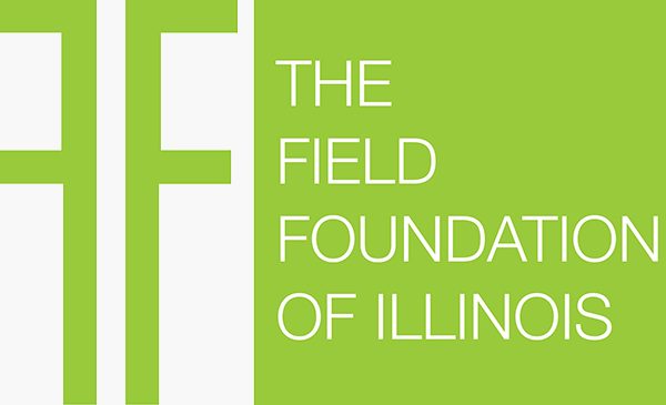 Logo with green square and Field Foundation of Illinois in white