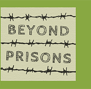 Green background with the Beyond Prisons logo in the center 